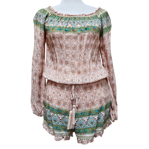 Cotton Candy Pants - Cotton Candy LA Off‎ The Shoulder Long Sleeve Floral Shorts Romper Size Medium